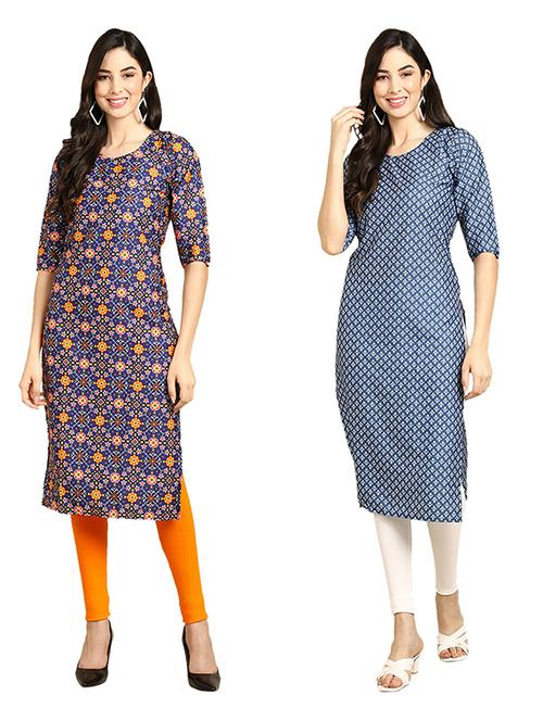 pack of 2 printed straight kurta - 19306703 - Very Small Image - 1