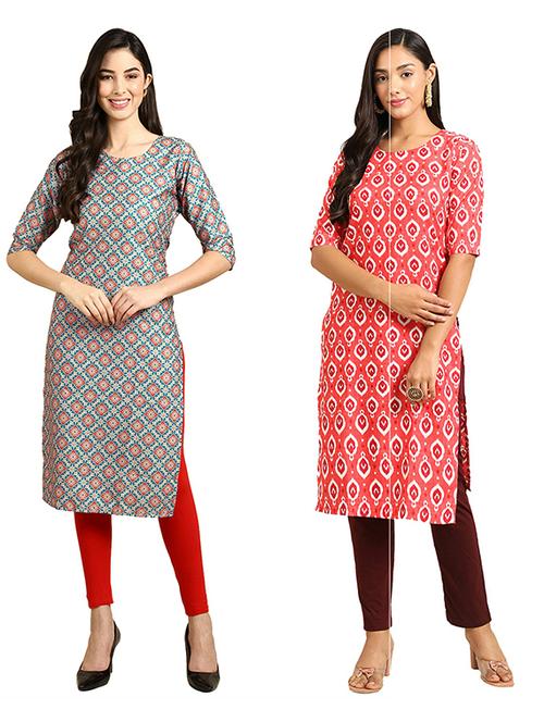 pack of 2 printed straight kurta - 19306710 - Very Small Image - 1