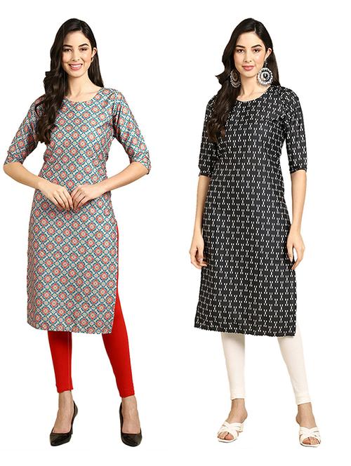 pack of 2 printed straight kurta - 19306713 - Very Small Image - 1