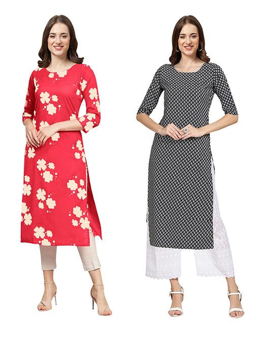pack of 2 printed straight kurta - 19306716 - Very Small Image - 1