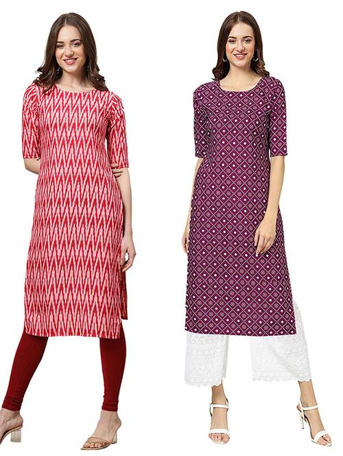 pack of 2 printed straight kurta - 19306720 - Very Small Image - 1