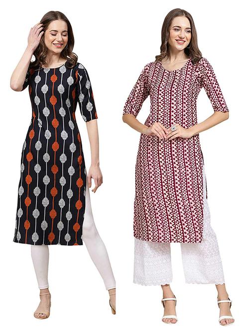pack of 2 printed straight kurta - 19306725 - Very Small Image - 1