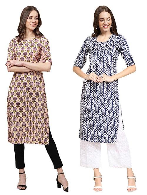 pack of 2 printed straight kurta - 19306733 - Very Small Image - 1
