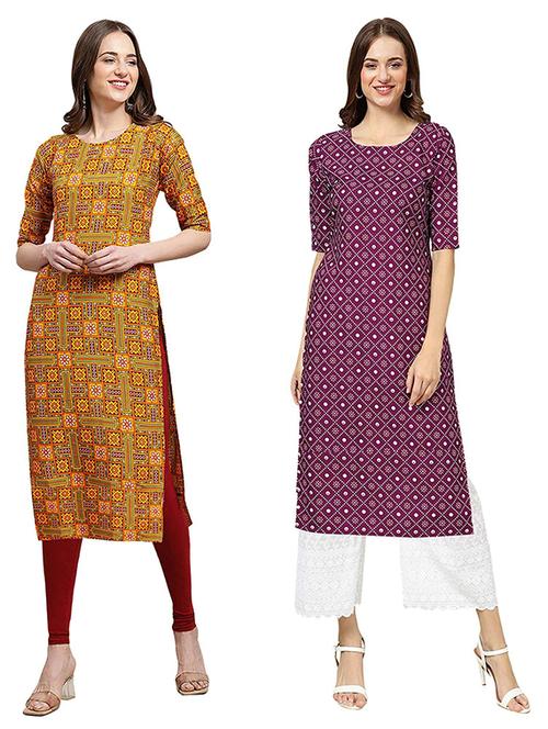 pack of 2 printed straight kurta - 19306740 - Very Small Image - 1