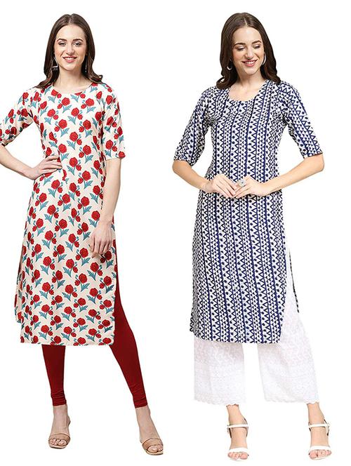pack of 2 printed straight kurta - 19306773 - Very Small Image - 1
