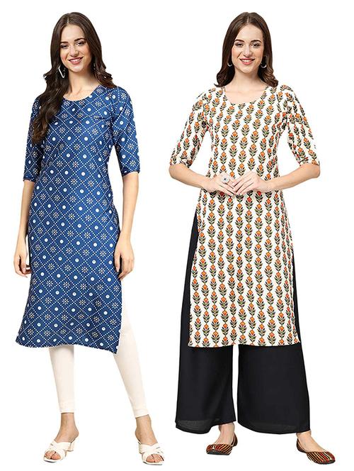 pack of 2 multi colored printed straight kurta - 19306819 - Very Small Image - 1