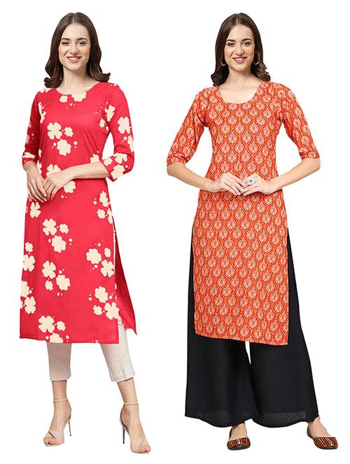 pack of 2 multi colored printed straight kurta - 19306832 - Very Small Image - 1