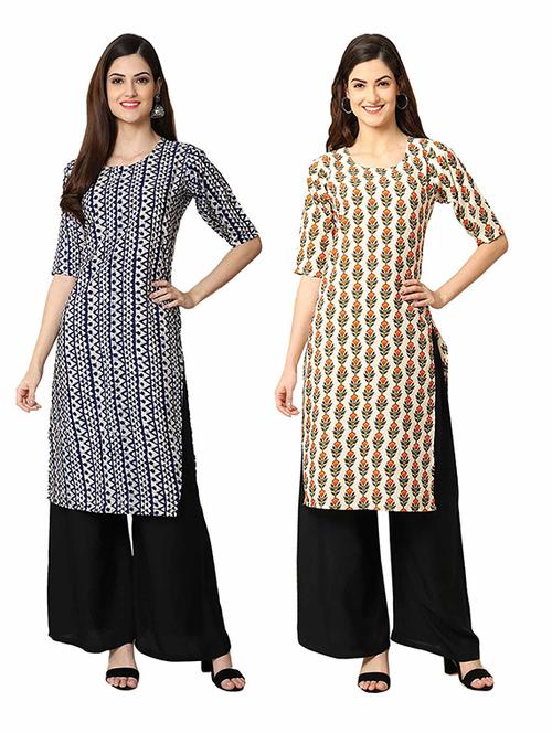 pack of 2 multi colored printed straight kurta - 19306846 - Very Small Image - 1
