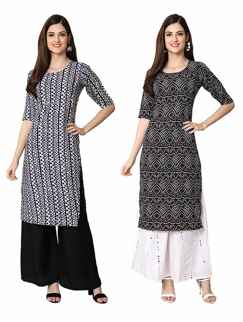 pack of 2 multi colored printed straight kurta - 19306847 - Very Small Image - 1