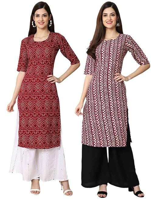 pack of 2 multi colored printed straight kurta - 19306900 - Very Small Image - 1