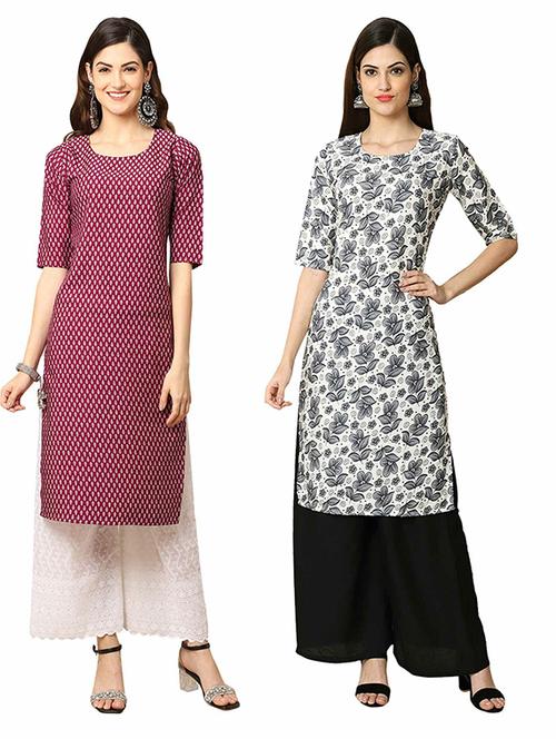 pack of 2 multi colored printed straight kurta - 19306912 - Very Small Image - 1