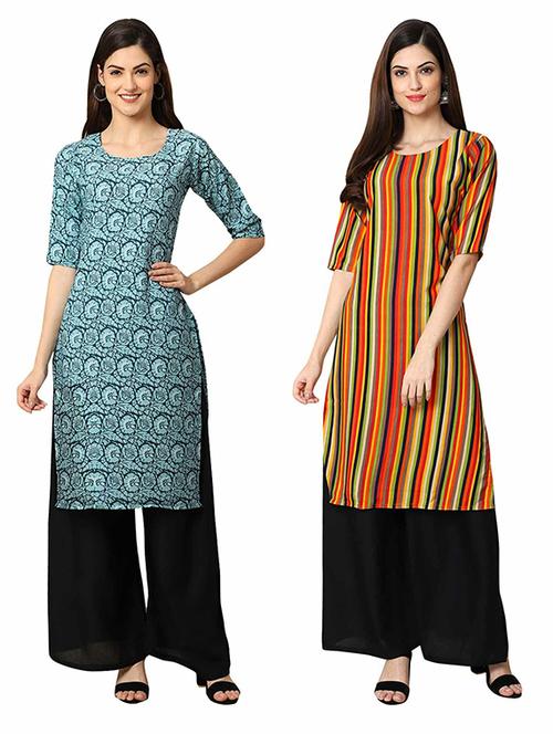 pack of 2 multi colored printed straight kurta - 19306920 - Very Small Image - 1
