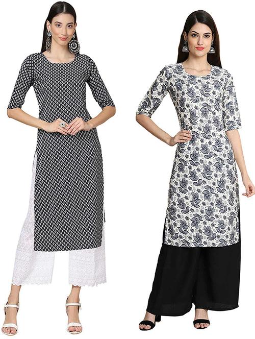 pack of 2 multi colored printed straight kurta - 19306950 - Very Small Image - 1