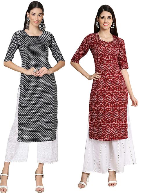 pack of 2 multi colored printed straight kurta - 19306952 - Very Small Image - 1
