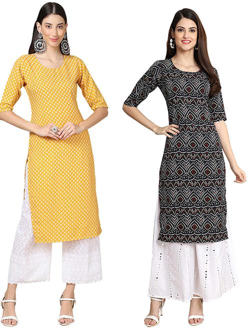 pack of 2 multi colored printed straight kurta - 19306957 - Very Small Image - 1