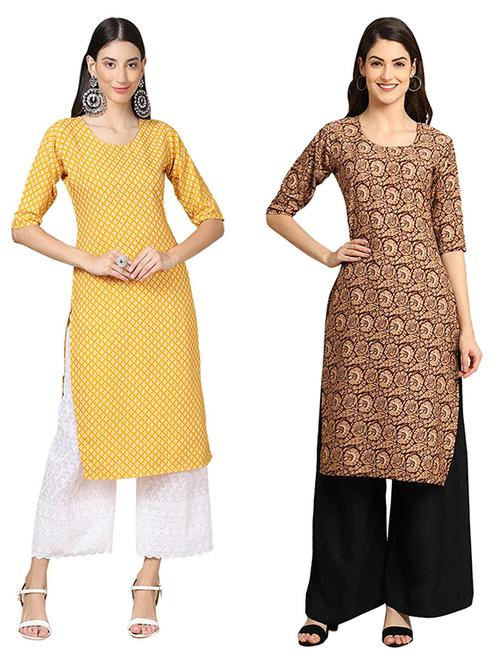 pack of 2 multi colored printed straight kurta - 19306960 - Very Small Image - 1