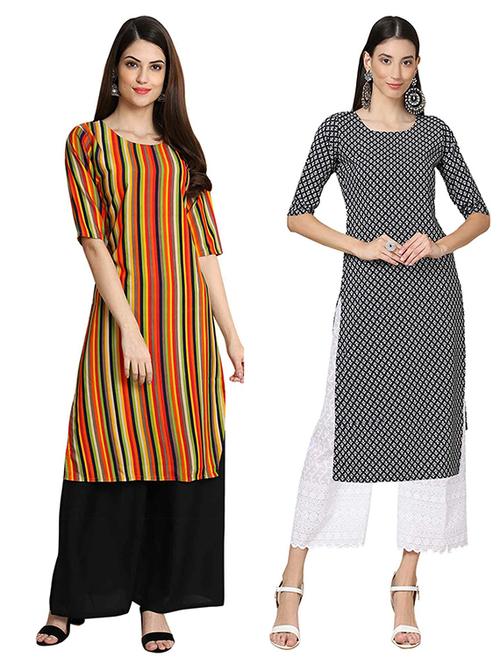 pack of 2 multi colored printed straight kurta - 19306988 - Very Small Image - 1