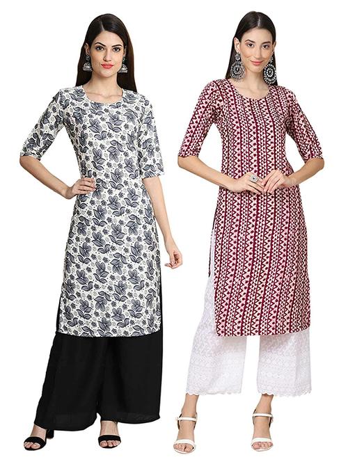 pack of 2 multi colored printed straight kurta - 19306992 - Very Small Image - 1