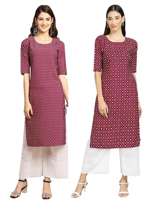 pack of 2 multi colored printed straight kurta - 19307026 - Very Small Image - 1