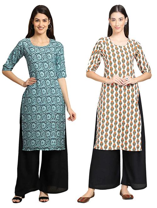 pack of 2 multi colored printed straight kurta - 19307036 - Very Small Image - 1