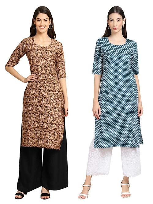 pack of 2 multi colored printed straight kurta - 19307043 - Very Small Image - 1