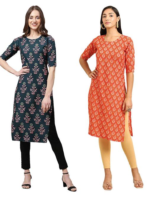 pack of 2 multi colored printed straight kurta - 19307066 - Very Small Image - 1