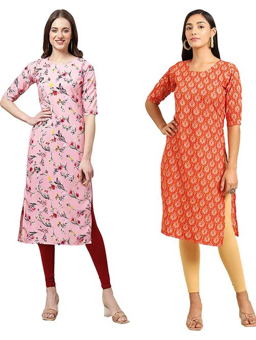pack of 2 multi colored printed straight kurta - 19307079 - Very Small Image - 1