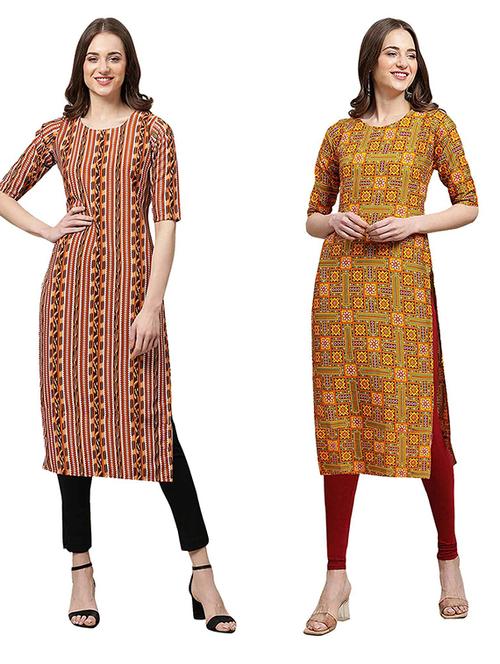 pack of 2 multi colored printed straight kurta - 19307093 - Very Small Image - 1