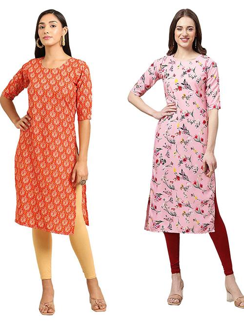 pack of 2 multi colored printed straight kurta - 19307123 - Very Small Image - 1