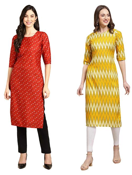 pack of 2 multi colored printed straight kurta - 19307153 - Very Small Image - 1