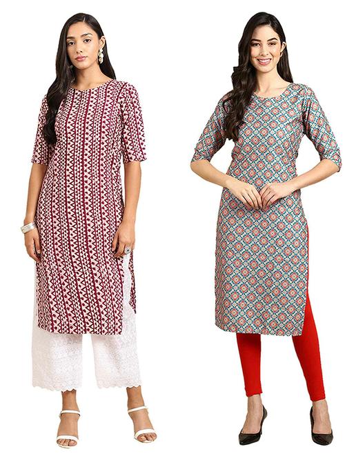 pack of 2 printed straight kurta - 19307173 - Very Small Image - 1
