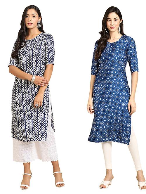pack of 2 printed straight kurta - 19307174 - Very Small Image - 1