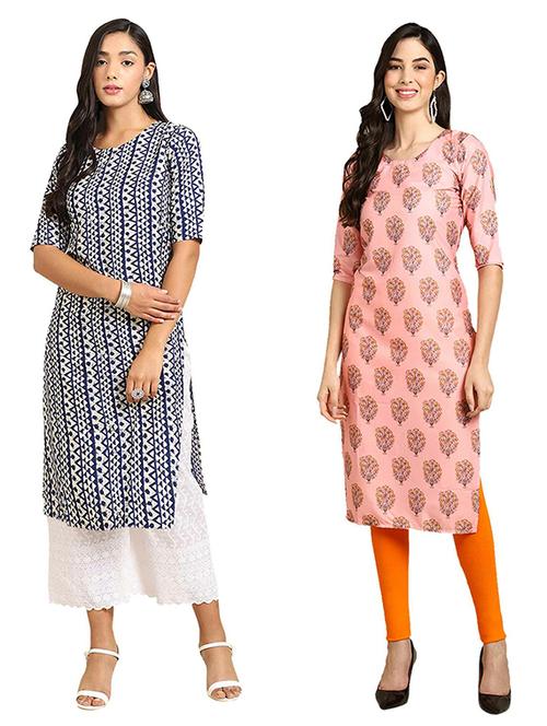 pack of 2 printed straight kurta - 19307176 - Very Small Image - 1