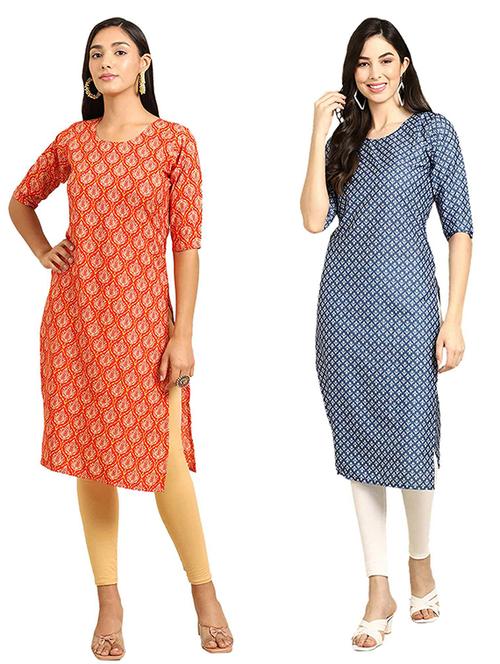 pack of 2 printed straight kurta - 19307215 - Very Small Image - 1