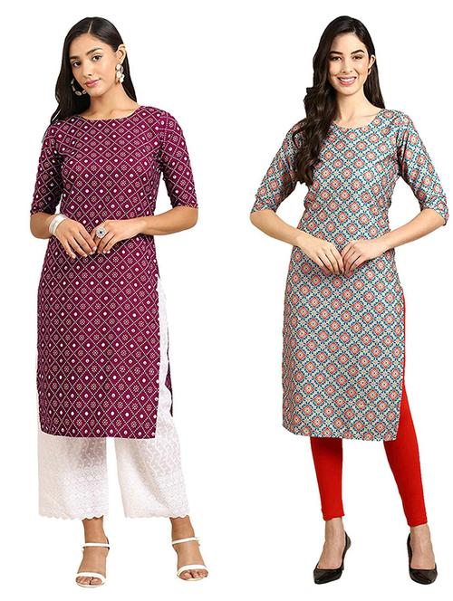pack of 2 printed straight kurta - 19307221 - Very Small Image - 1