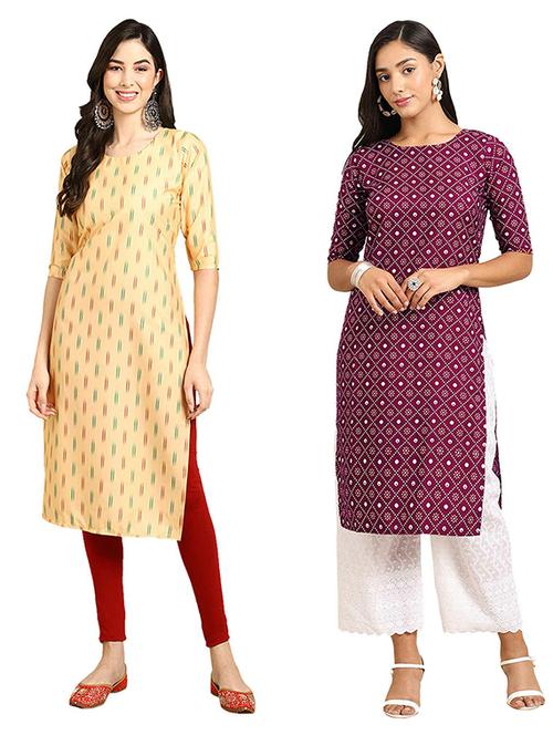 pack of 2 printed straight kurta - 19307233 - Very Small Image - 1
