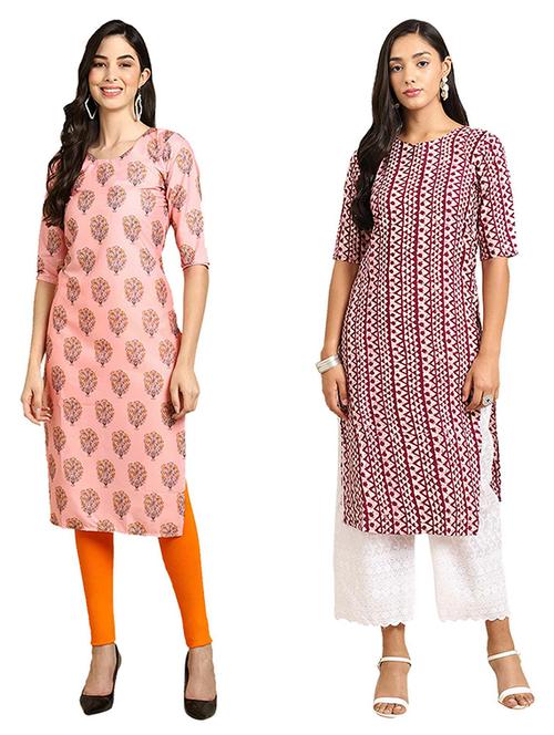 pack of 2 printed straight kurta - 19307259 - Very Small Image - 1