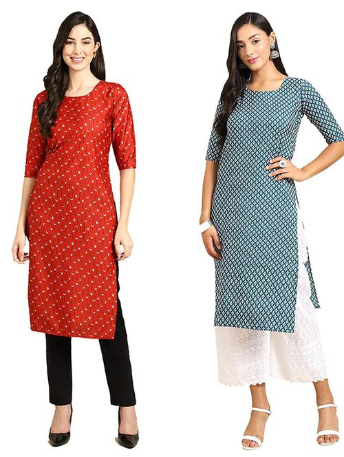 pack of 2 printed straight kurta - 19307274 - Very Small Image - 1