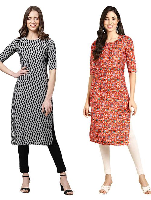 pack of 2 printed straight kurta - 19307306 - Very Small Image - 1