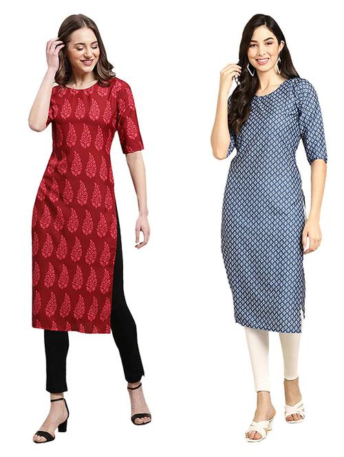 pack of 2 printed straight kurta - 19307309 - Very Small Image - 1