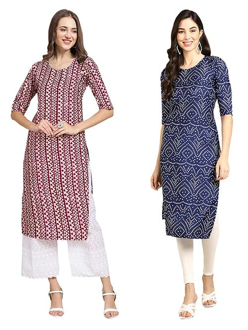 pack of 2 printed straight kurta - 19307340 - Very Small Image - 1