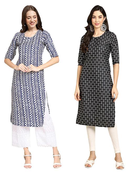 pack of 2 printed straight kurta - 19307342 - Very Small Image - 1