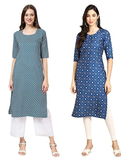 pack of 2 printed straight kurta - 19307348 - Very Small Image - 1