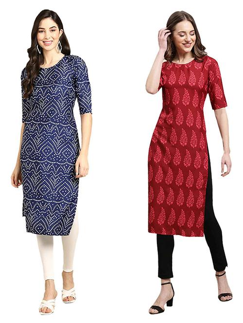 pack of 2 printed straight kurta - 19307372 - Very Small Image - 1
