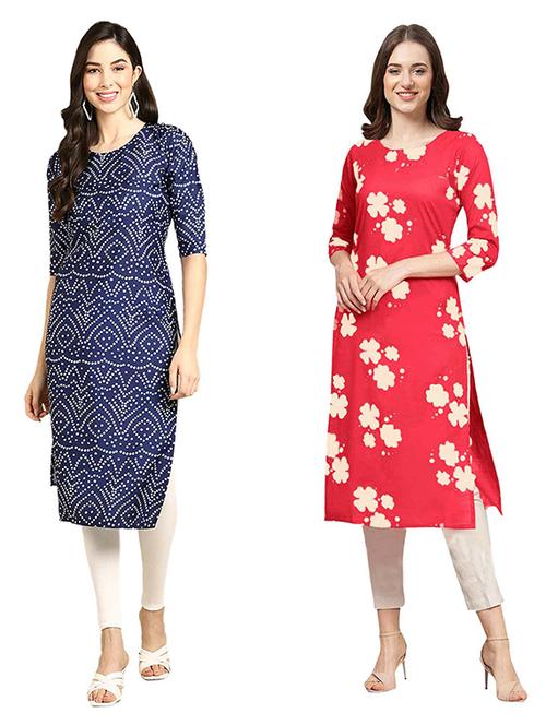pack of 2 printed straight kurta - 19307374 - Very Small Image - 1
