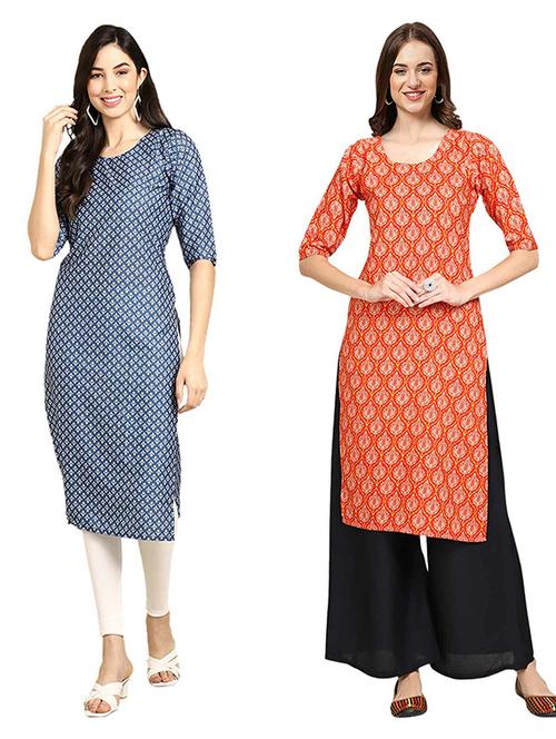 pack of 2 printed straight kurta - 19307377 - Very Small Image - 1