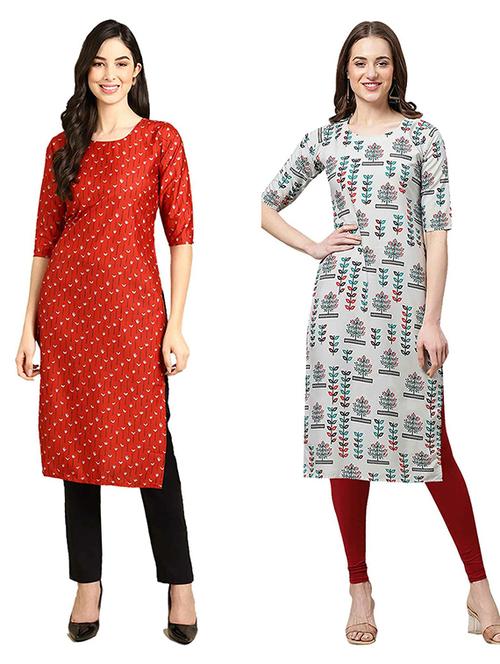 pack of 2 printed straight kurta - 19307384 - Very Small Image - 1