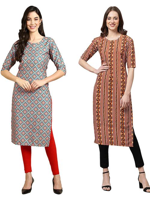 pack of 2 printed straight kurta - 19307389 - Very Small Image - 1
