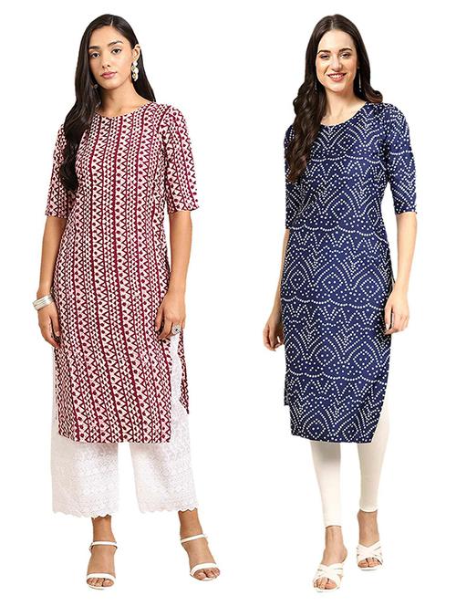 pack of 2 printed straight kurta - 19307401 - Very Small Image - 1
