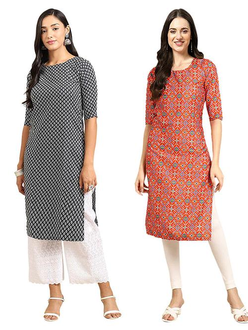 pack of 2 printed straight kurta - 19307413 - Very Small Image - 1